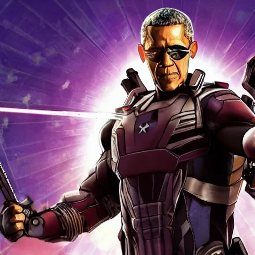 Prompt: film still of Obama as Hawkeye in Marvel’s Avengers