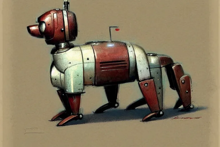 Image similar to ( ( ( ( ( 1 9 5 0 s retro future robot android dog. muted colors. ) ) ) ) ) by jean - baptiste monge!!!!!!!!!!!!!!!!!!!!!!!!!!!!!!