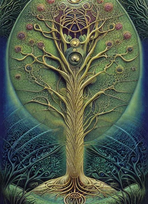 Image similar to tree of life by roger dean and andrew ferez, art forms of nature by ernst haeckel, divine chaos engine, symbolist, visionary, art nouveau, botanical fractal structures, organic, detailed, realistic, surreality