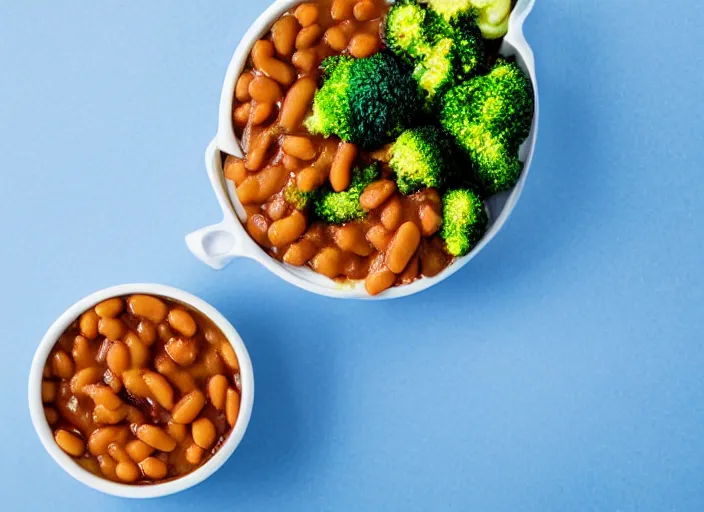 Image similar to food photo still of paper cup of soft serve swirled frozen yogurt topped with baked beans and broccoli, 8 5 mm f 1. 8