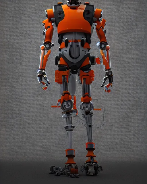 Image similar to full body 3d render of gordon freeman as a robot, studio lighting, white background, blender, trending on artstation, 8k, highly detailed