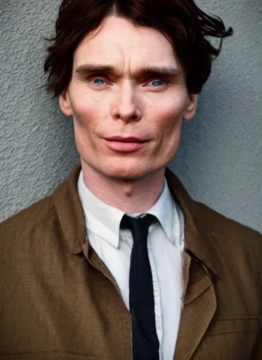 Prompt: photograph of a combination of cillian murphy and christina hendricks