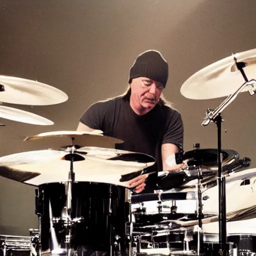Prompt: neil peart playing drums