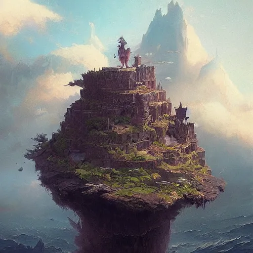 Image similar to floating islands in the sky, fantasy, greg rutkowski