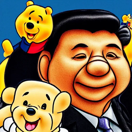 Image similar to drawing of xi jinping with the body of winnie the pooh and the head of xi jinping