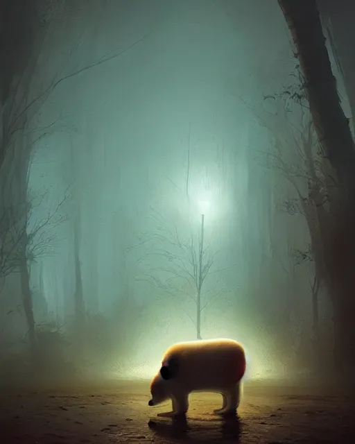 Image similar to white capybara petted by dark vader, surreal photography, volumetric light, impressionist painting, digital painting, artstation, kilian eng, john harris, bastien lecouffe - deharme, simon stalenhag