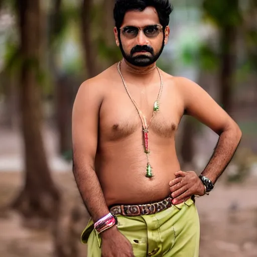 Image similar to portrait of rishab pant as a milf hunter, canon 3 5 mm portrait photography, ultrarealistic