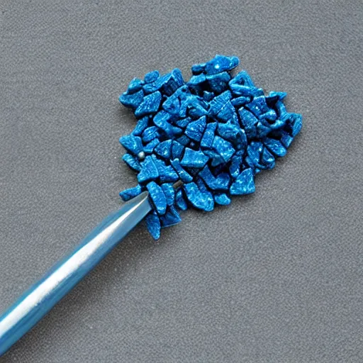 Image similar to a realistic pickaxe made from blue diamonds