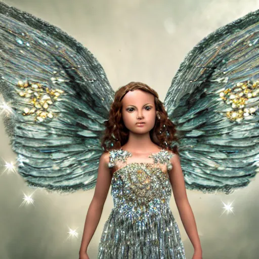 Prompt: beautiful angel with crystal wings, highly detailed, 4k, HDR, award-winning photo