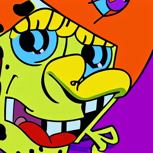 Prompt: Spongebob as the joker,pro angles,4k art,-H 360,-n90