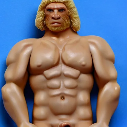 Prompt: a sexy blonde neanderthal man