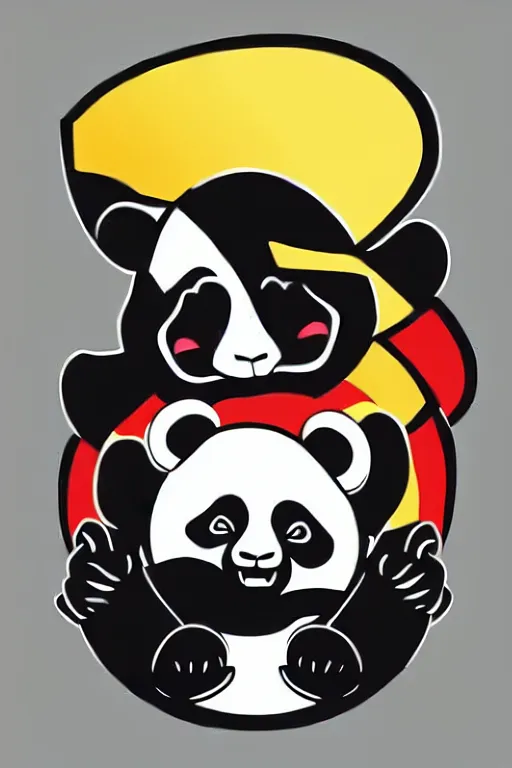 Image similar to Portrait of a panda as a wrestler, sticker, colorful, illustration, highly detailed, simple, smooth and clean vector curves, no jagged lines, vector art, smooth