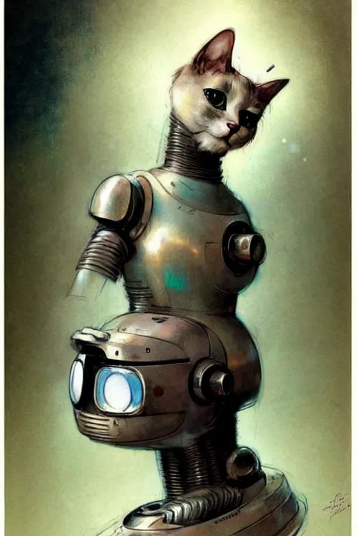 Image similar to ( ( ( ( ( 1 9 5 0 s retro future robot cat. muted colors. ) ) ) ) ) by jean - baptiste monge!!!!!!!!!!!!!!!!!!!!!!!!!!!!!!