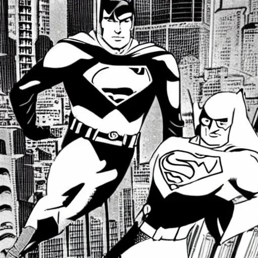 Image similar to adam west batman teams up with superman on the 1 9 6 6 batman tv show