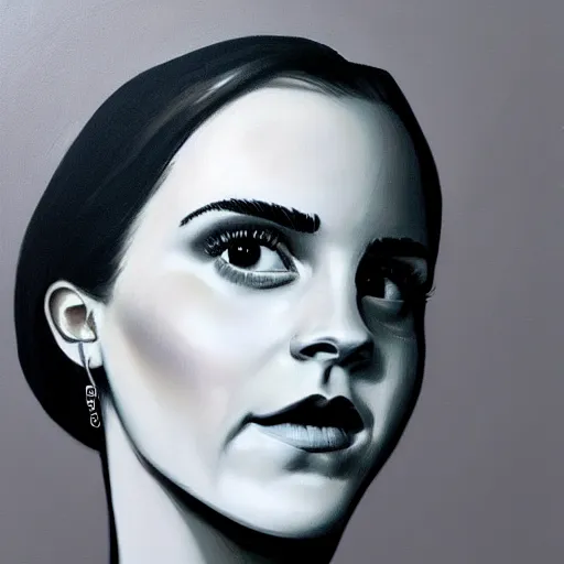 Prompt: modern stylized oil painting caricature of emma watson with ugly nose, cinematic dramatic lighting