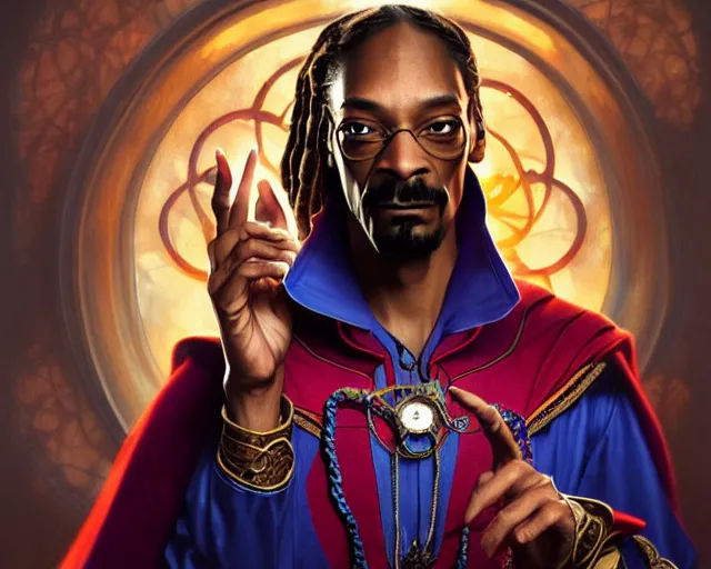 Prompt: snoop dogg doctor strange, refractions, fantasy, intricate, elegant, highly detailed, digital painting, artstation, concept art, matte, sharp focus, illustration, hearthstone, art by artgerm and greg rutkowski and alphonse mucha