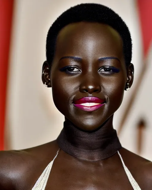 Image similar to a mixture of lupita nyongo and tilda swinton