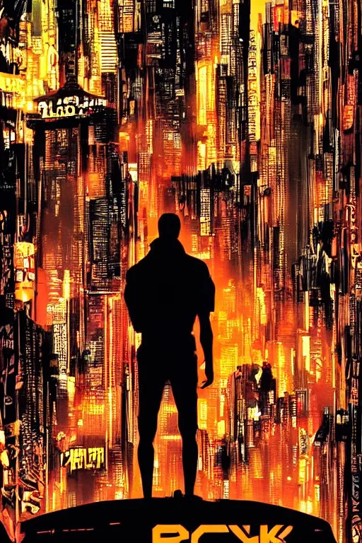 Prompt: movie poster for randypunk, intricate, orange eyes overlooking city, street gang, dramatic lighting, cyberpunk city, epic composition, bladerunner, tatsuki fujimoto