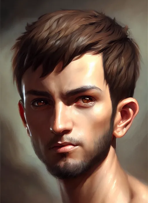 Image similar to a _ fantasy _ style _ portrait _ painting _ of light brown argentinian male short black hair defined chiseled facial features face big ears, rpg dnd oil _ painting _ unreal _ 5 _ daz. _ rpg _ portrait _ extremely _ detailed _ artgerm _ greg _ rutkowski _ greg