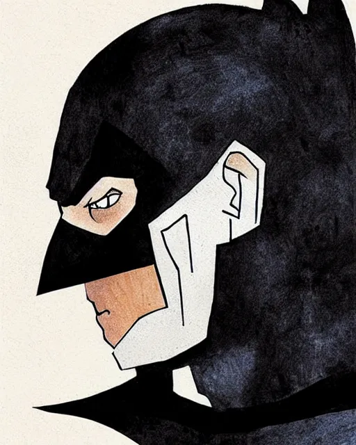 Image similar to portrait of batman, illustration, art by neil gaiman