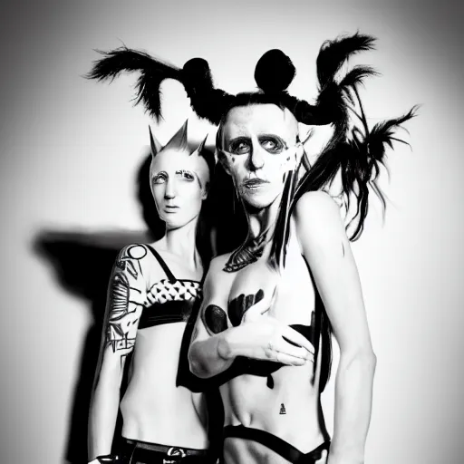 Image similar to zeff black and white photoshoot die antwoord ninja