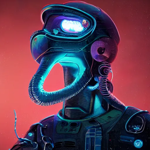 Image similar to portrait of a squid monster astronaut. full body portrait, intricate abstract. cyberpunk, intricate artwork. neon eyes, by Tooth Wu, wlop, beeple. octane render, trending on artstation, greg rutkowski very coherent symmetrical artwork. cinematic, hyper realism, high detail, octane render, 8k, minimalistic, hyperrealistic surrealism, award winning masterpiece with incredible details, a surreal vaporwave liminal space, highly detailed, trending on ArtStation