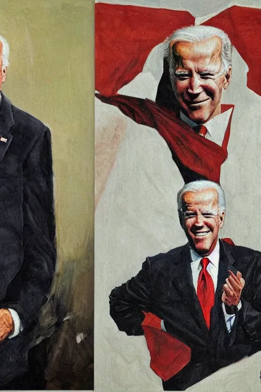 Image similar to Socialist realist painting of revolutionary leader Joe Biden by Isaak Brodsky, Highly detailed, full body portrait, masterpiece