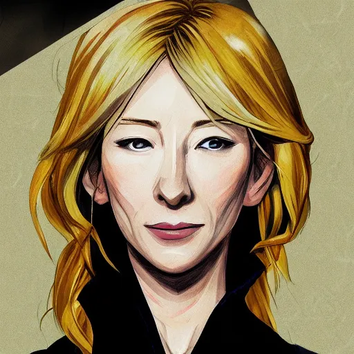 Prompt: An anime portrait of cate blanchett ,