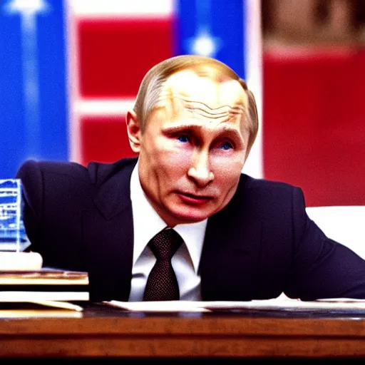 Image similar to movie still of Vladimir Putin in Team America: World Police