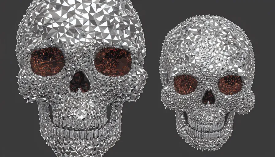 Image similar to A diamond skull that reflect the sun, hyperdetailed, artstation, cgsociety, 8k