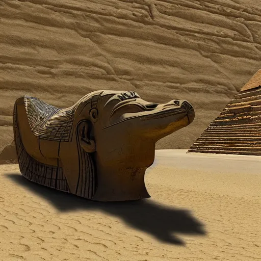 Image similar to egyptian cat vehicle of the pyramids desert HD photo superrealism 3d 8k resolution