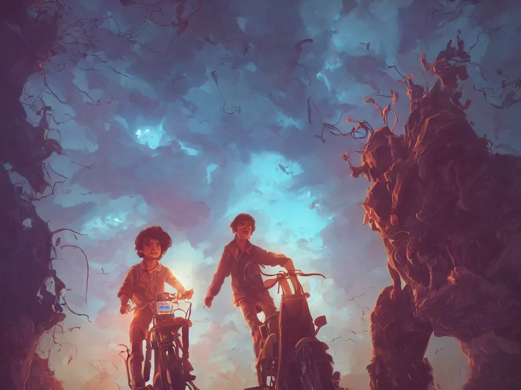 Image similar to hero world stranger things, behance hd by jesper ejsing, by rhads, makoto shinkai and lois van baarle, ilya kuvshinov, rossdraws global illumination, golden ratio, symmetrical beauty face