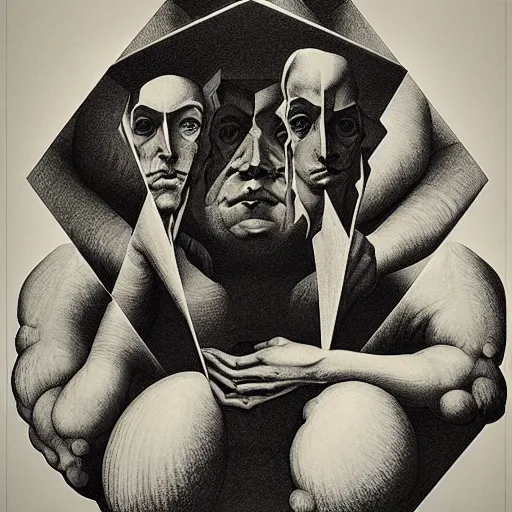 Image similar to lithography on paper secret lair conceptual figurative post - morden monumental dynamic portrait by goya and escher and hogarth, illusion surreal art, highly conceptual figurative art, intricate detailed illustration, controversial poster art, polish poster art, geometrical drawings, no blur