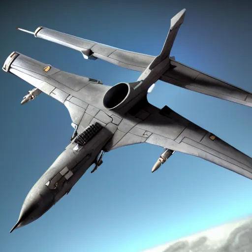 Prompt: a 2 5 th century military aircraft. futuristic, hyperrealistic, highly detailed, dramatic, cyperpunk