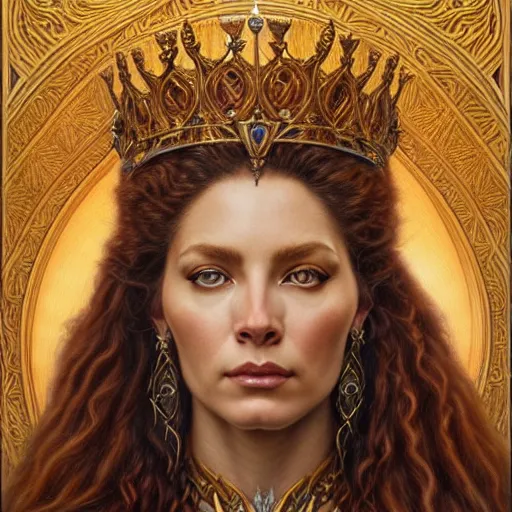 Image similar to highly detailed portrait of a majestic lioness queen in the form of a beautiful woman. d & d, art by donato giancola and evelyn de morgan. trending on artstation, intricate details, energetic composition, golden ratio, concept art, illustration, elegant art, global illuminaition