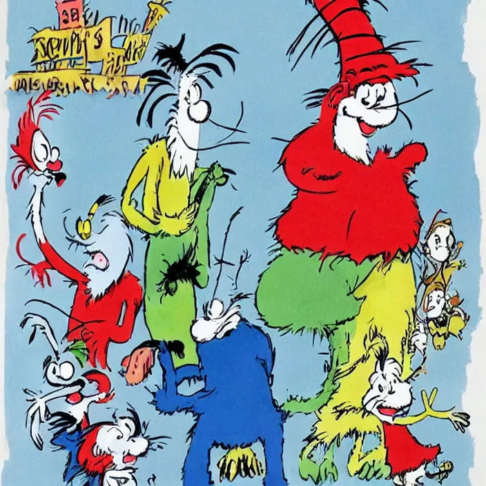 Image similar to dr. seuss characters by quentin blake