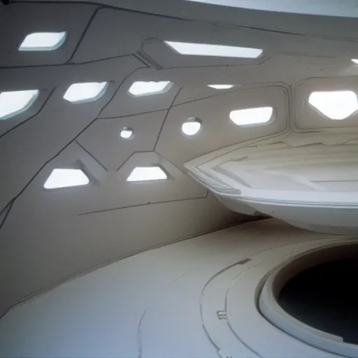 Image similar to spaceship starship battlestar interior design by Alvar Aalto