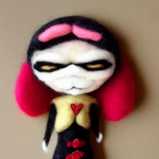 Prompt: a needle felted bayonetta, needle felting art.