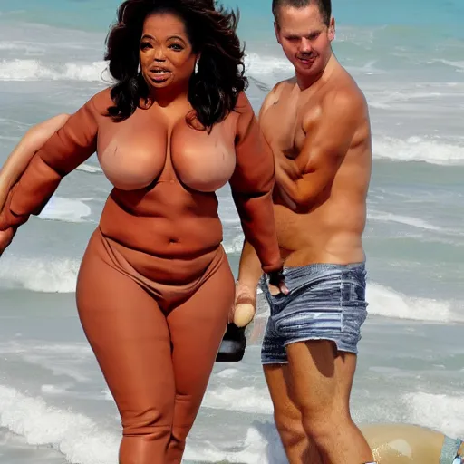 Prompt: Oprah knockers on the beach