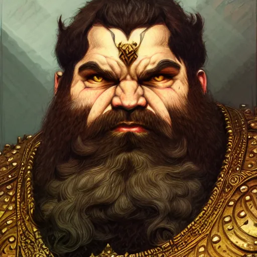 Image similar to portrait painting of a dwarven berserker, sharp focus, high symmetry, award - winning, trending on artstation, masterpiece, highly detailed, intricate. art by rebecca guay