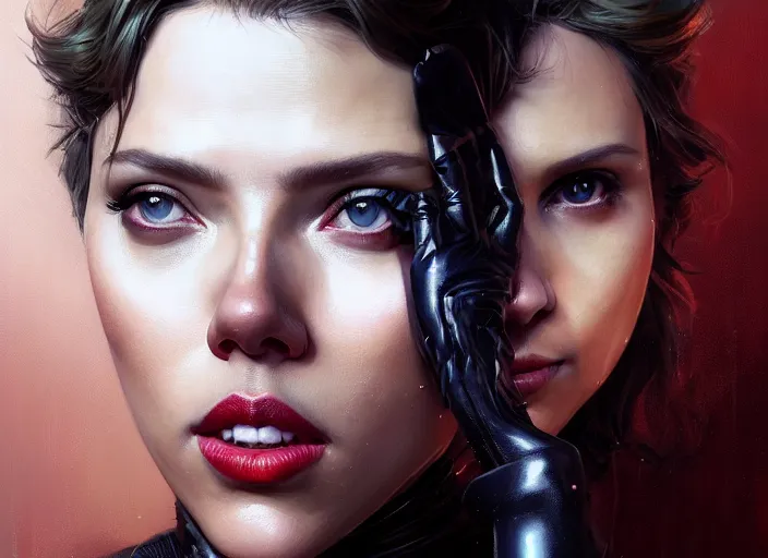 Prompt: highly detailed portrait of scarlett johansson as catwoman, stephen bliss, unreal engine, art by greg rutkowski, loish, rhads, ferdinand knab, makoto shinkai and lois van baarle, ilya kuvshinov, rossdraws, tom bagshaw, global illumination, radiant light, detailed and intricate environment