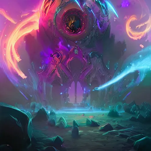 Image similar to curved floating skulls with violet fire trails, violet theme, epic fantasy digital art style, fantasy artwork, by Greg Rutkowski, fantasy hearthstone card art style