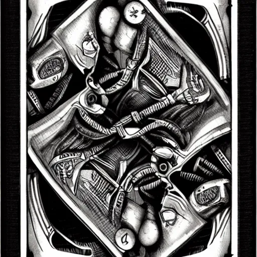 Image similar to a poker card concept by giger