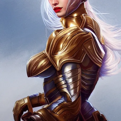 Image similar to portrait of a gorgeous russian woman in armor by artgerm