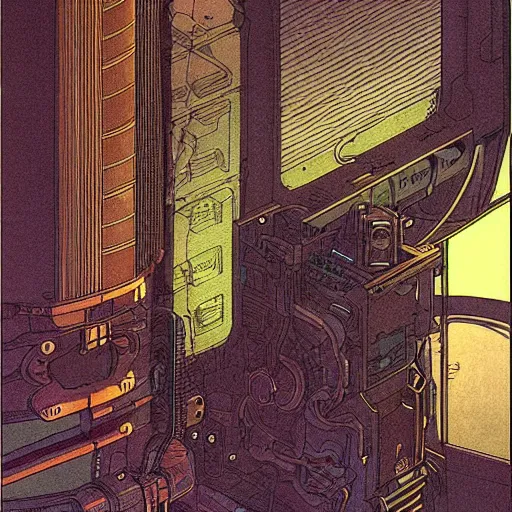 Image similar to Ghost in the machine by Moebius, cyberpunk, masterpiece