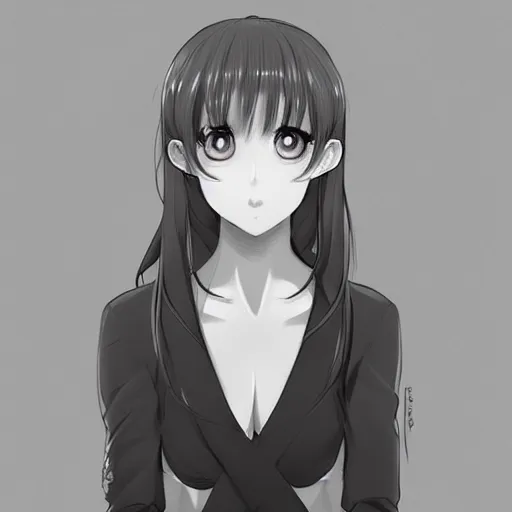Image similar to bust portrait of a pretty young anime woman, drawn by WLOP, black and white anime manga panel, trending on artstation