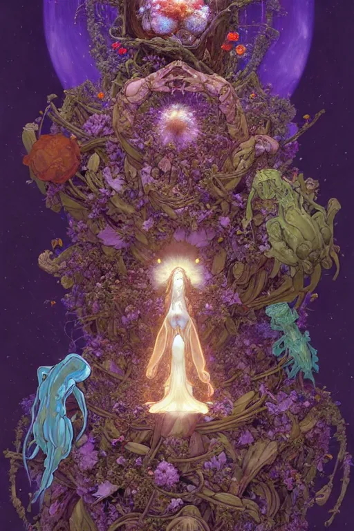 Image similar to the platonic ideal of flowers, rotting, insects and praying of cletus kasady carnage thanos dementor wild hunt doctor manhattan chtulu mandelbulb mandala ponyo spirited away davinci, d & d, fantasy, ego death, decay, dmt, psilocybin, art by artgerm and greg rutkowski and alphonse mucha