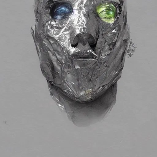Prompt: a drawing of aluminum foil painted by greg rutkowski