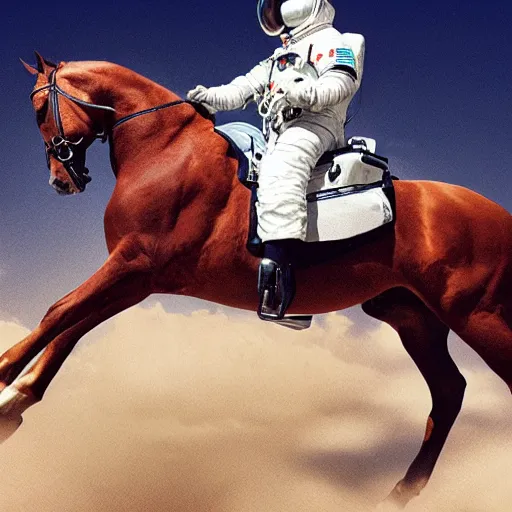 Prompt: aesthetic photograph of an astronaut riding a horse