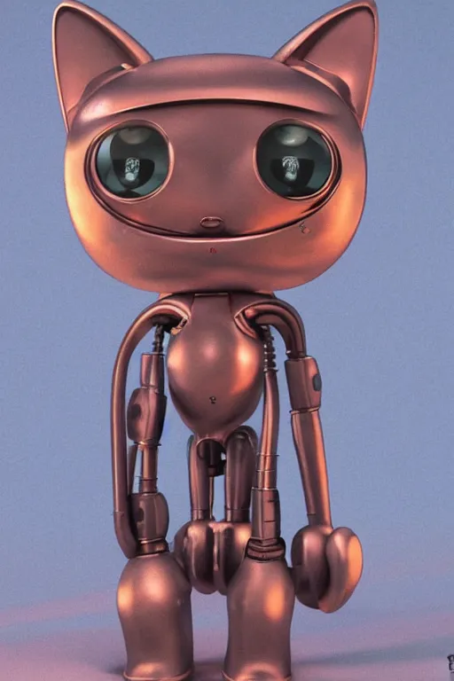 Prompt: a cute cat robot, painted by wally wood and matt jefferies, trending on artstation, steam punk, bright macro view pixar, award - winning, blueprint, big eyes, ( ( ( copper ) ) ) wire whiskers, chillwave, realism